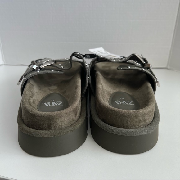 Zara Khaki Buckle Sandals - Picture 4 of 16